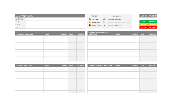 KPI Scorecard Excel Template