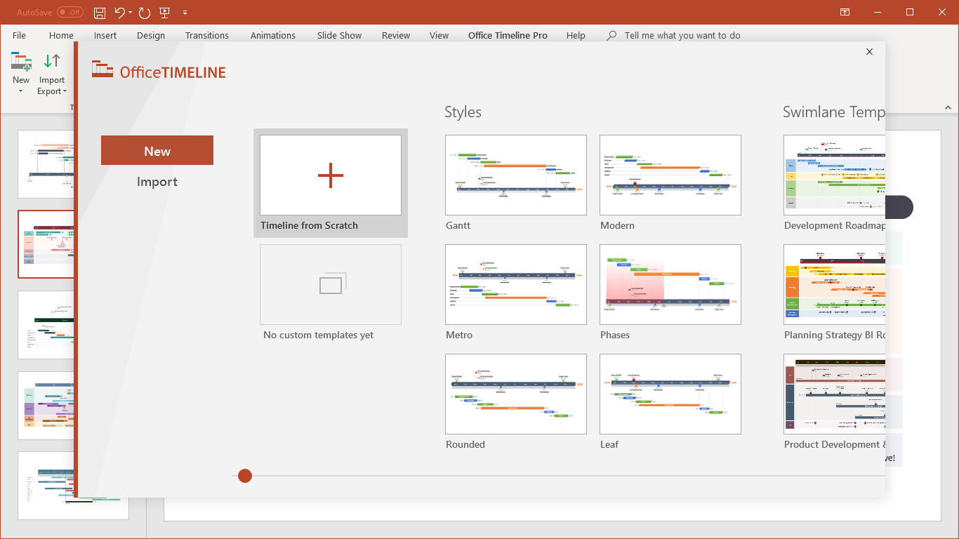 Visuele tijdlijngenerator voor PowerPoint