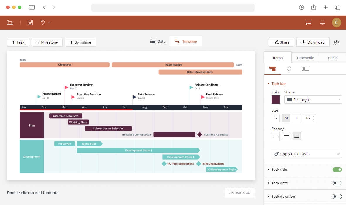 Créateur de chronologie de projet en ligne