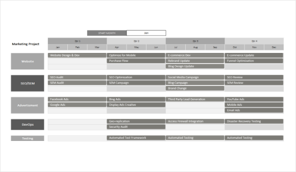 Project Roadmap Excel Template